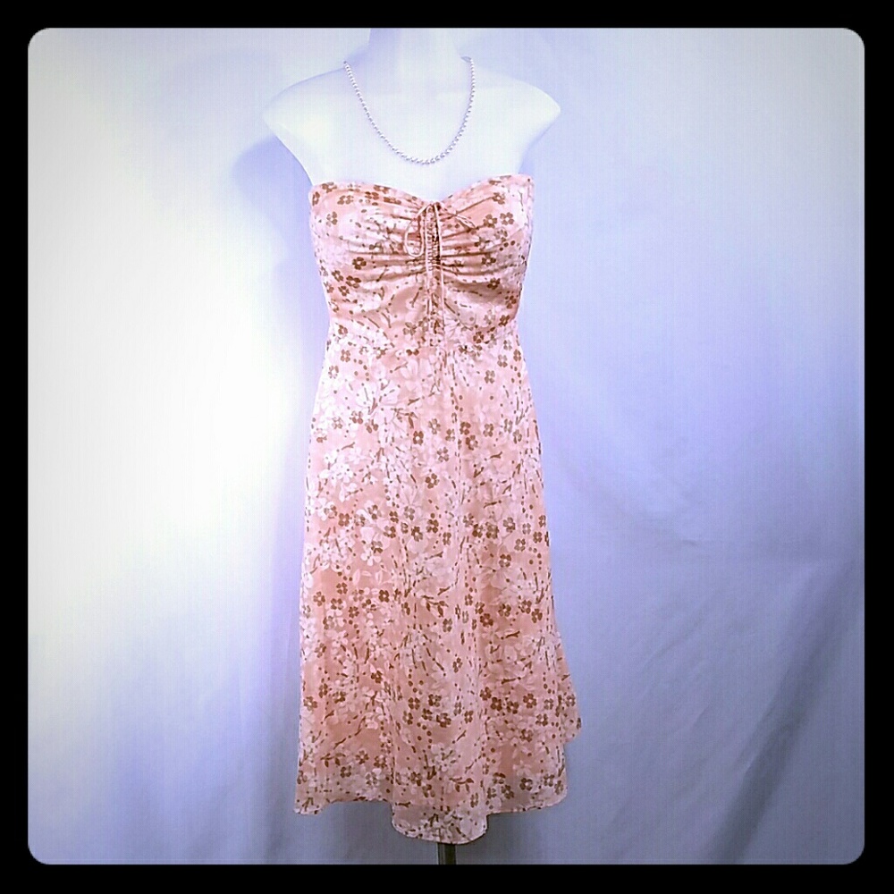 ❌ J. Crew Strapless Peach Floral Dress size 6P - Picture 1 of 5